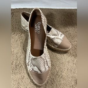 Franco Sarto Snakeskin And Taupe Colorblock Espadrille Flats